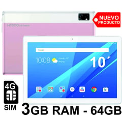 KRONO - Tablet 10 Pulgadas SIM 4G 3GB Ram Android 12 64GB Doble Cámara ROSADO