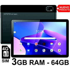 KRONO - Tablet 10 Pulgadas SIM CARD 4G 3GB Ram Android 12 64GB Doble Cámara Negro