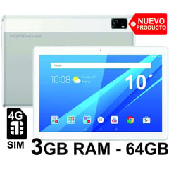 KRONO - Tablet 10 Pulgadas SIM CARD 4G 3GB Ram Android 12 64GB Doble Cámara GRIS