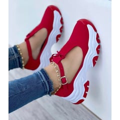 GENERICO - Tenis Rojo Dama Zapatillas Zapatos Mujer Lindos Moda Casual