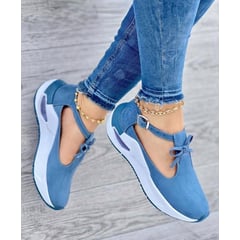 GENERICO - Tenis Azul Acero Dama Zapatillas Zapatos Mujer Lindos Moda Casual