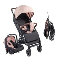 BEBESIT - Coche Maleta Compacto + portabebe Para Bebé MIcro Rosa