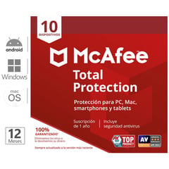 MCAFEE - Antivirus Total Proteccion 10 Dispositivos 12 Meses