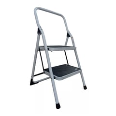 GENERICO - Escalera Plegable 2 Pasos Acero Capacidad 150kg Color Blanco