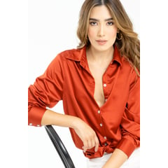 RAGGED - Camisera satin Rojo persa