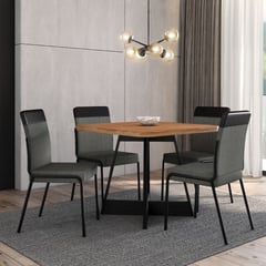 BERTOLINI - Juego de Comedor Imperial 4 Puestos Grafito con Negro