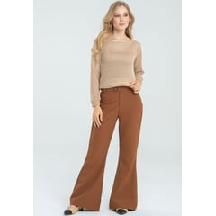 RAGGED - Pantalon campana bal Cafe caramelo