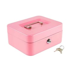 KOBALT - Mini caja de efectivo rosa en acero y con cerradura