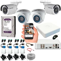 HIKVISION - Kit Dvr 4ch + 4 Cámaras 1080p + Disco D. 1tb