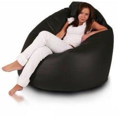 DORMIPUFF - Puff Gigante Pera Adulto Negro Eco-Cuero impermeable