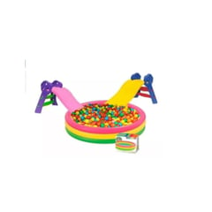 GENERICO - Combo Piscina Inflable 147cm + Deslizador Niño+ 500 Pelotas