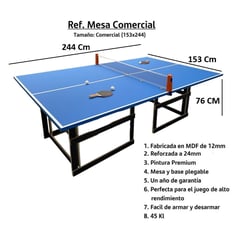 GENERICO - Mesa de Ping Pong Comercial - Todo Inlcuido