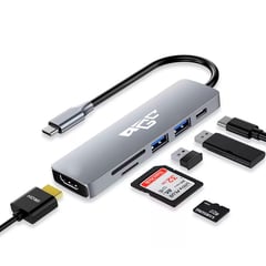 GENERICO - Hub Adaptador Multipuerto Usb Tipo C 6 En 1 Macbook Windows