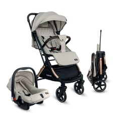 BEBESIT - Coche Maleta Compacto Con portabebe Para Bebé Pixel Beige