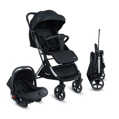 BEBESIT - Coche bebe Travel System Compacto Pixel Dark Negro