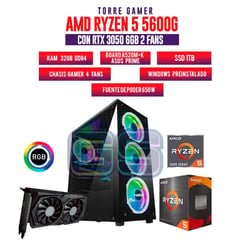 AMD - PC GAMER RYZEN 5 5600G/ 32GB RAM/ RTX 3050 6GB/ 1TB SSD/ FUENTE 650W 80+ BRONCE