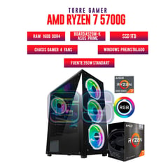 AMD - TORRE GAMER RYZEN 7 5700G 16GB RAM 1TB SSD BOARD A520M-k CHASIS 4 FANS