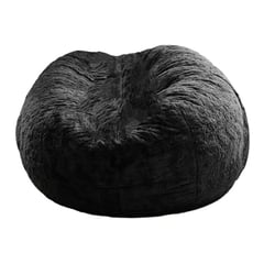 DORMIPUFF - Puff Redondo Tela Peluche Gigante Negro Silla Cojín