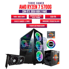 AMD - TORRE GAMER RYZEN 7 5700G 16GB RAM RTX 3050 6GB 1TB SSD BOARD A520