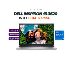 PORTATIL INSPIRON 3520 15.6" INTEL CORE I7 1255U 32GB/ SSD 2TB M.2