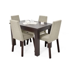 VENECIA - Set Comedor Toronto 4P Wengue Sillas Viena Tela Beige