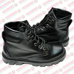 PATICUEROS - Botas Cuero Liso Negro Para Hombre Todo Terreno