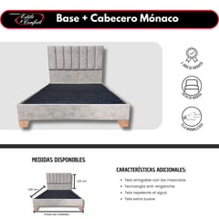 ESTILO Y CONFORT - Basecama con cabecero Monaco Beige 100 sencillo