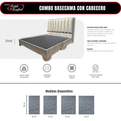 ESTILO Y CONFORT - Basecama con cabecero Monaco Beige 160 Queen