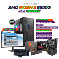 AMD - PC GAMER RYZEN 5 8600G / 32GB RAM/ SSD 1TB/ BOARD A620/ MONITOR FHD 24"