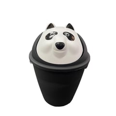 PRAKTIPLAS - Papelera Panda 6 Litros Negra-Blanco