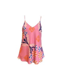 LORELLA - BLUSA BASICA DE TIRAS ROSA ESTAMPADO