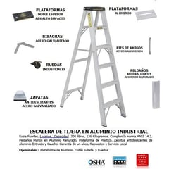 ESCALERAS DE COLOMBIA - Escalera Certificada Tipo Tijera En Aluminio 2 pasos / 0.60 Metros 136 Kg.