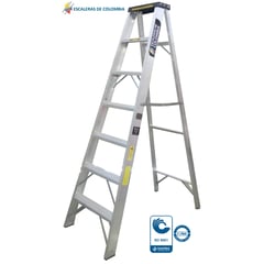 ESCALERAS DE COLOMBIA - Escalera Certificada Tipo Tijera En Aluminio 7 pasos / 2.10 Metros 136 Kg.