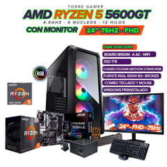 AMD - PC GAMER R5 5600GT MONITOR 24 FHD 75HZ 32GB RAM SSD 1TB BOARD B550 WIFI