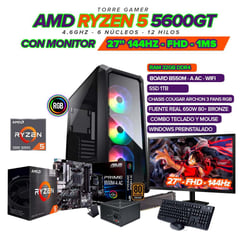 AMD - PC GAMER R5 5600GT MONITOR 27 FHD 144HZ 32GB RAM SSD 1TB BOARD B550 WIFI