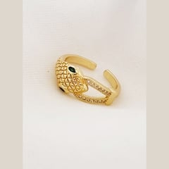 RAVEL - Anillo ajustable serpiente cartier dorado y circones brillantes