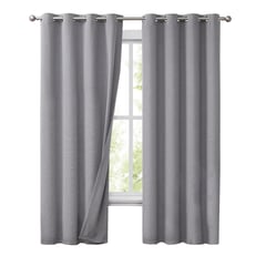 CASATUA - Cortinas Blackout 100% 2Paños 140x220 Lino Doble - Gris