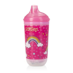 NUBY - Vaso Entrenador Antiderrame Bebe Con Luces 10 Oz Rosa