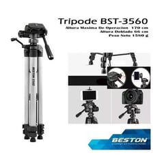 BESTON - TRIPODE PARA CAMARA O CELULAR BST3560 170MTS MAS ESTUCHE