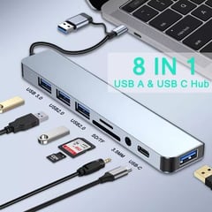 GENERICO - HUB - MULTIPUERTO USB TIPO C Y USB A - 8 EN 1