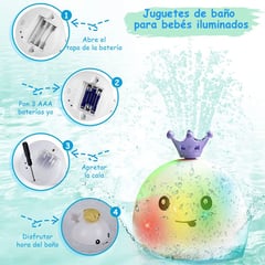 TOYLAND - Juguete Ballena Lanza Agua Luz Intermitente Baño Bebé