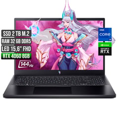 ACER - NITRO INTEL CORE I9-13900H RTX 4060 8GB SSD 2TB RAM 32GB LED 15,6" FHD 144Hz