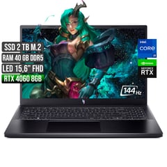 ACER - NITRO INTEL CORE I9-13900H RTX 4060 8GB SSD 2TB RAM 40GB LED 15,6" FHD 144Hz