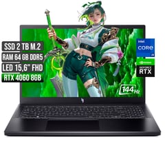 ACER - NITRO INTEL CORE I9-13900H RTX 4060 8GB SSD 2TB RAM 64GB LED 15,6" FHD 144Hz