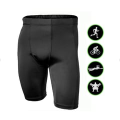 SPORT - Lycra Elástica Para Hombre Pantaloneta Negra Deportiva Ajustada