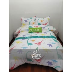 WONDER HOME - Cubrelecho edredón niños-niñas Dinosaurios cama Sencilla