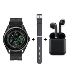 MOBULA - Reloj Inteligente SmartWatch Amoled + Audífonos I12 Bluetooth Negro