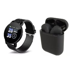 GENERICO - Reloj Smartwatch Inteligente Tactil black + I12 Audifono Bluetooth