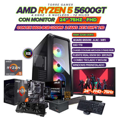 AMD - PC GAMER R5 5600GT - GRAFICA RX 6600 8GB MONITOR 24" FHD/ RAM 32GB / SSD 1TB