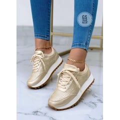 GENERICO - Tenis Casual Dos Líneas Oxford Mujer Dama Madre Zapatos-Beige